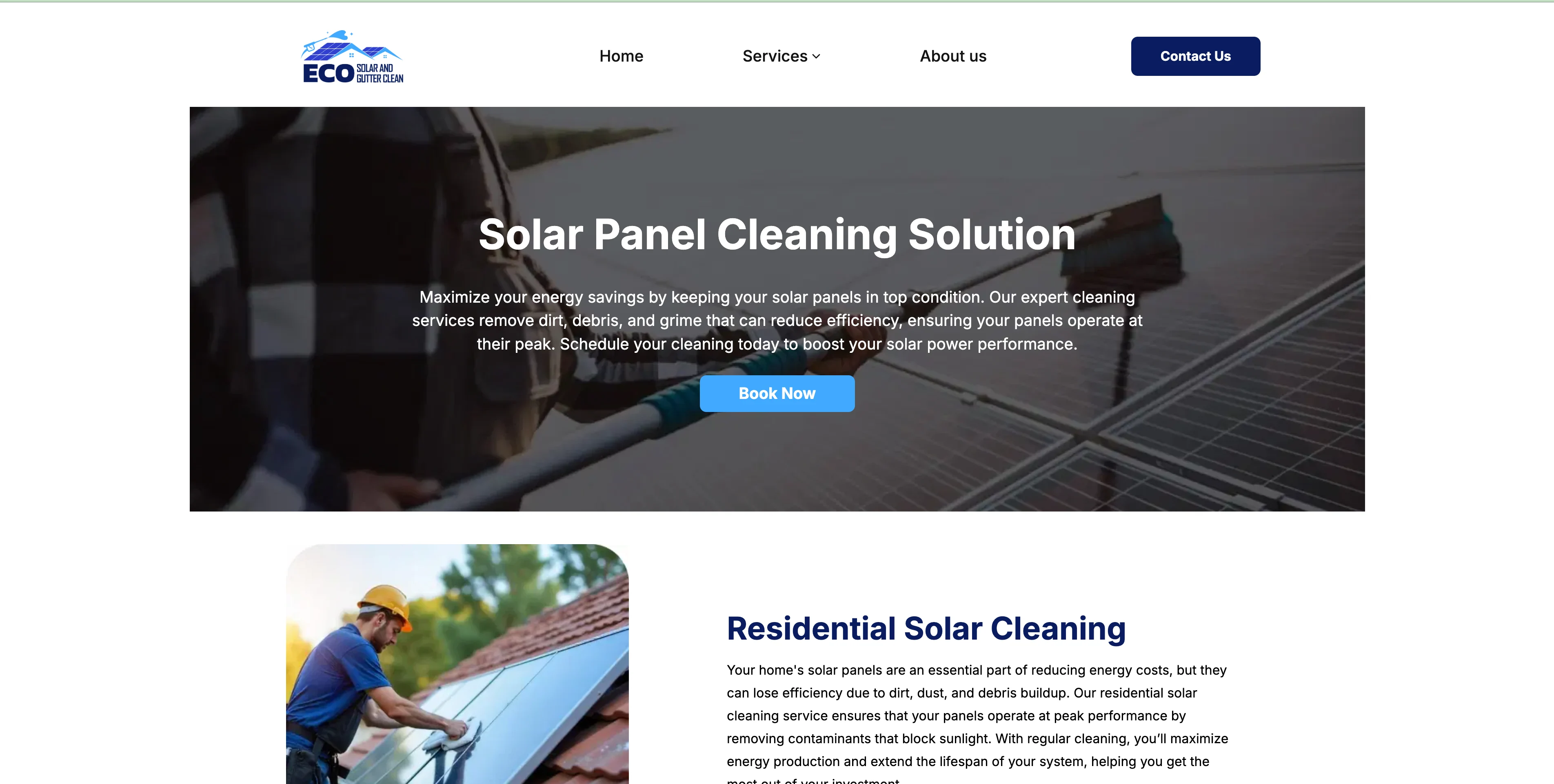 ECO Solar and Gutter Clean homepage