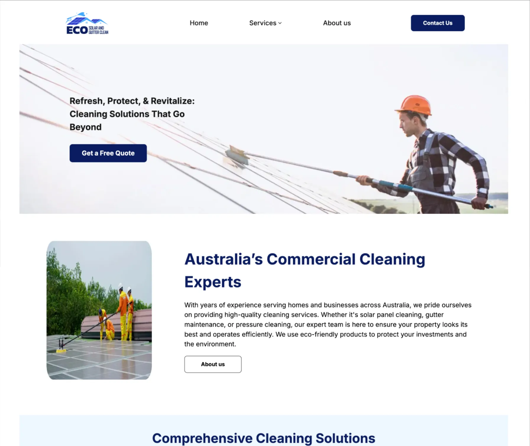 ECO Solar and Gutter Clean home page