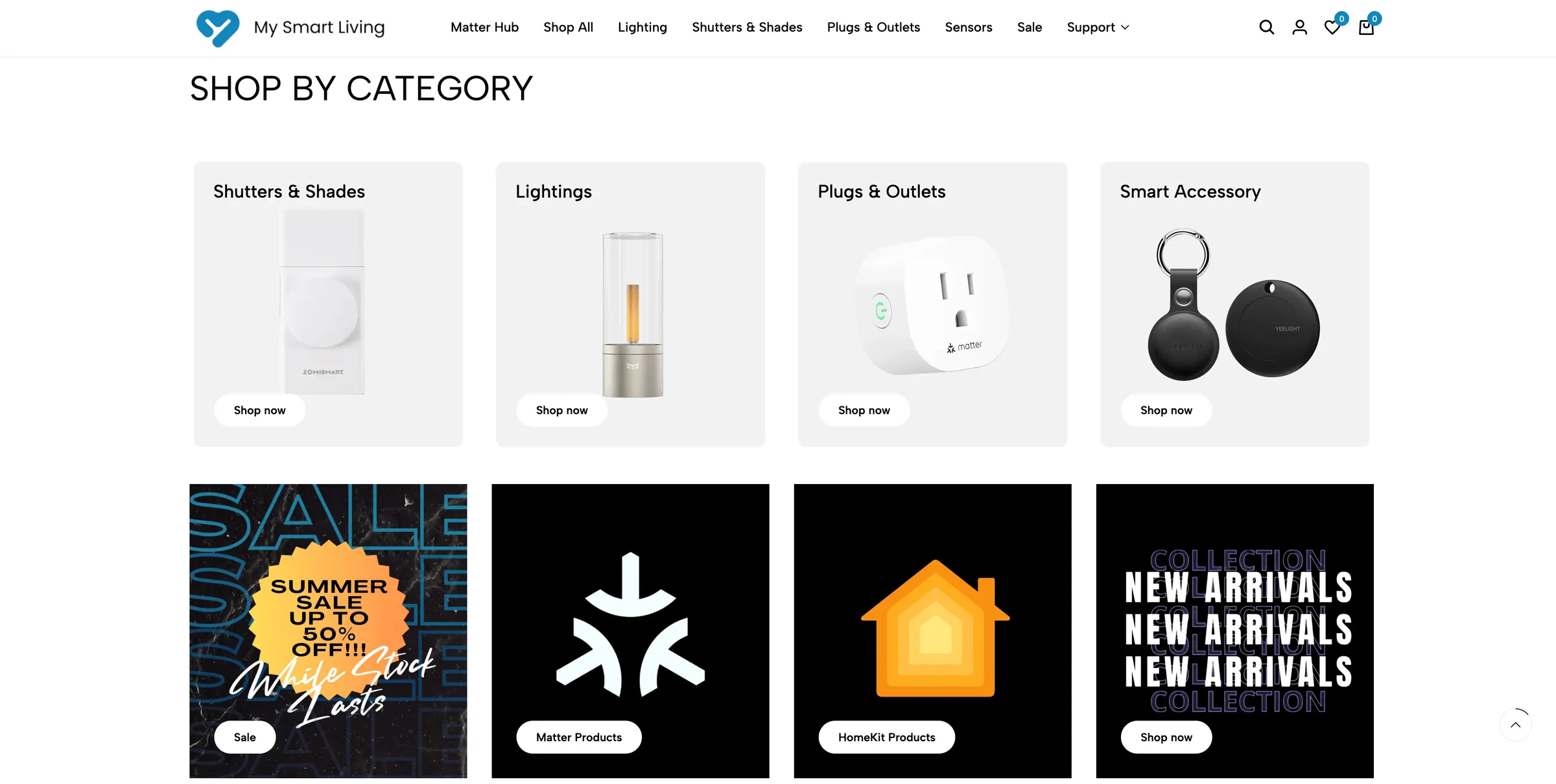 My Smart Living shop by category section